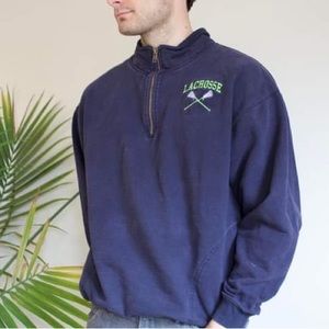 Navy Vintage Lacrosse cotton zip
